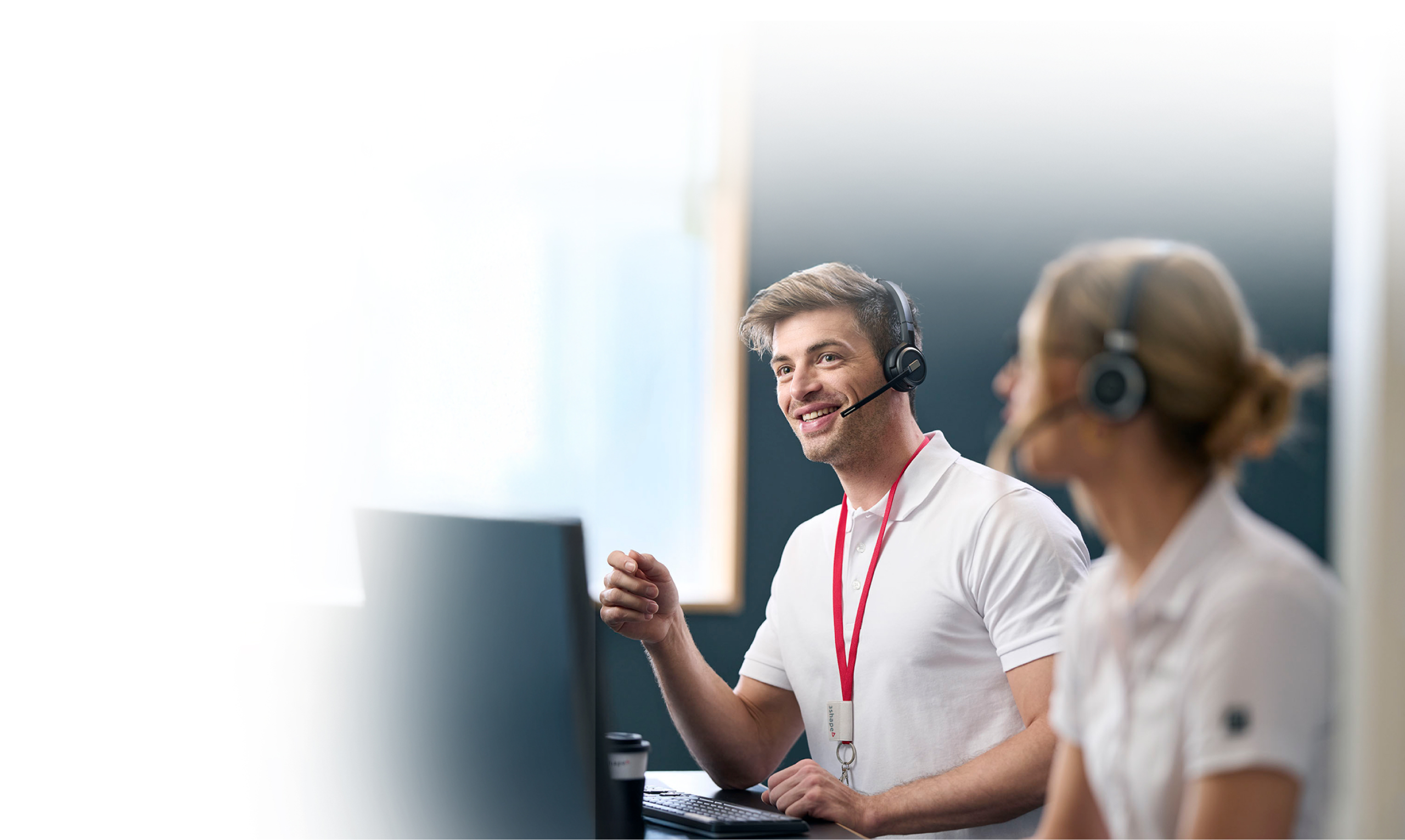 Customer support representative discussing